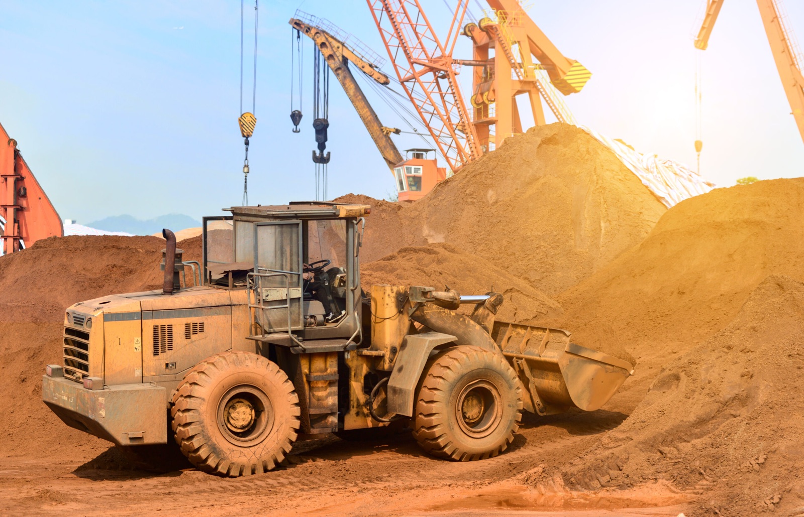 Construction equipment on a work site